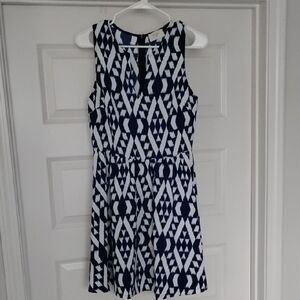 Everly Navy and White Geometric Sleeveless Mini Dress
